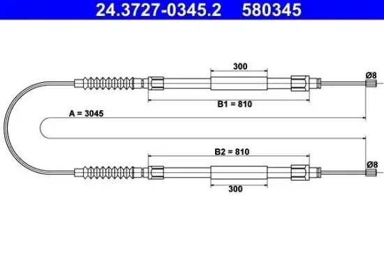 Seilzug, Feststellbremse hinten ATE 24.3727-0345.2 Bild Seilzug, Feststellbremse hinten ATE 24.3727-0345.2