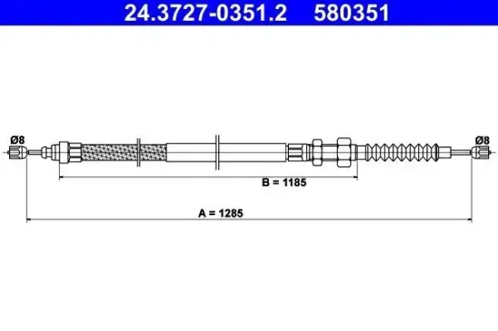 Seilzug, Feststellbremse vorne links ATE 24.3727-0351.2 Bild Seilzug, Feststellbremse vorne links ATE 24.3727-0351.2