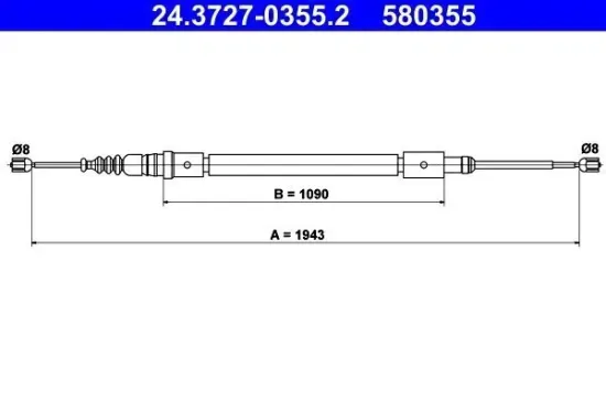 Seilzug, Feststellbremse hinten ATE 24.3727-0355.2 Bild Seilzug, Feststellbremse hinten ATE 24.3727-0355.2