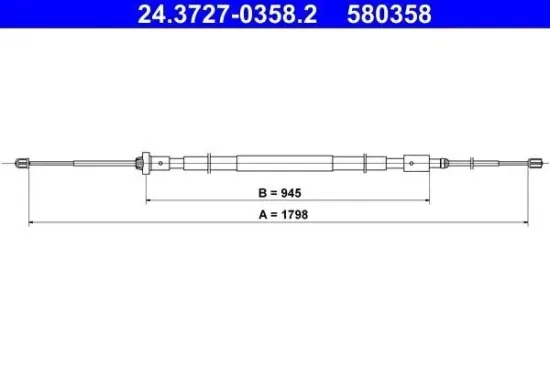 Seilzug, Feststellbremse hinten ATE 24.3727-0358.2 Bild Seilzug, Feststellbremse hinten ATE 24.3727-0358.2