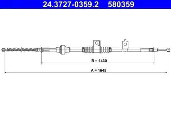 Seilzug, Feststellbremse hinten links ATE 24.3727-0359.2 Bild Seilzug, Feststellbremse hinten links ATE 24.3727-0359.2