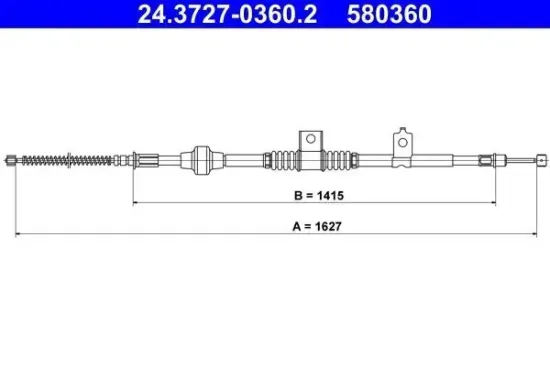 Seilzug, Feststellbremse hinten rechts ATE 24.3727-0360.2 Bild Seilzug, Feststellbremse hinten rechts ATE 24.3727-0360.2