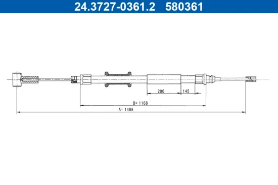 Seilzug, Feststellbremse hinten ATE 24.3727-0361.2 Bild Seilzug, Feststellbremse hinten ATE 24.3727-0361.2