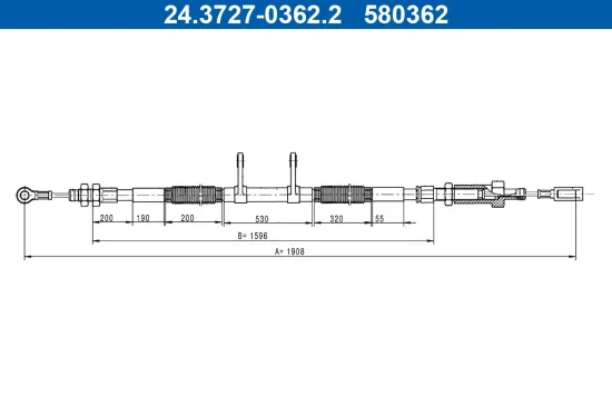 Seilzug, Feststellbremse vorne ATE 24.3727-0362.2 Bild Seilzug, Feststellbremse vorne ATE 24.3727-0362.2