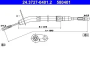 Seilzug, Feststellbremse hinten links ATE 24.3727-0401.2