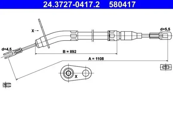 Seilzug, Feststellbremse ATE 24.3727-0417.2 Bild Seilzug, Feststellbremse ATE 24.3727-0417.2