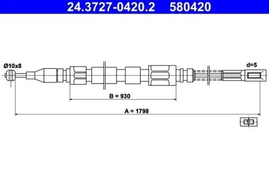 Seilzug, Feststellbremse hinten ATE 24.3727-0420.2 Bild Seilzug, Feststellbremse hinten ATE 24.3727-0420.2