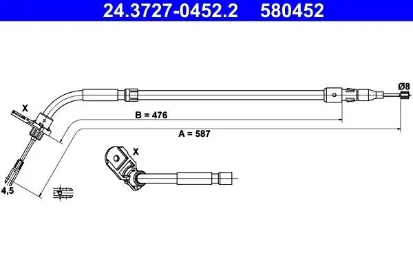 Seilzug, Feststellbremse hinten links ATE 24.3727-0452.2