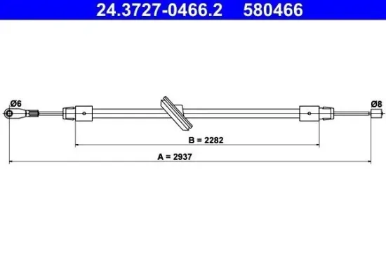 Seilzug, Feststellbremse vorne ATE 24.3727-0466.2 Bild Seilzug, Feststellbremse vorne ATE 24.3727-0466.2