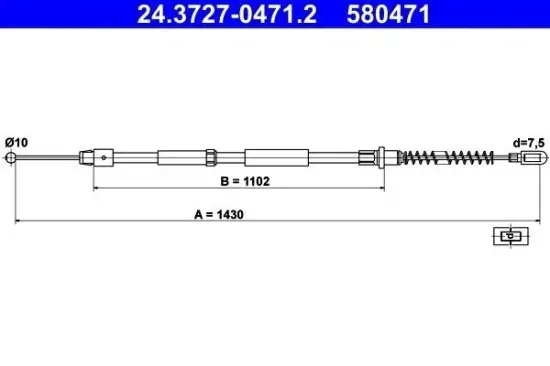 Seilzug, Feststellbremse hinten ATE 24.3727-0471.2 Bild Seilzug, Feststellbremse hinten ATE 24.3727-0471.2