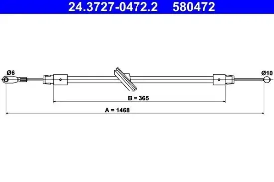 Seilzug, Feststellbremse vorne ATE 24.3727-0472.2 Bild Seilzug, Feststellbremse vorne ATE 24.3727-0472.2