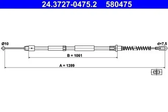 Seilzug, Feststellbremse ATE 24.3727-0475.2 Bild Seilzug, Feststellbremse ATE 24.3727-0475.2