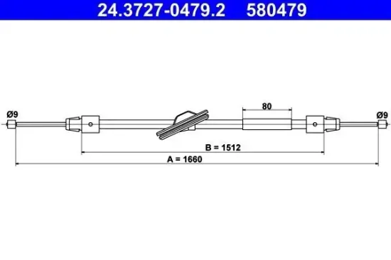 Seilzug, Feststellbremse ATE 24.3727-0479.2 Bild Seilzug, Feststellbremse ATE 24.3727-0479.2