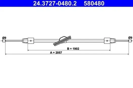Seilzug, Feststellbremse vorne ATE 24.3727-0480.2 Bild Seilzug, Feststellbremse vorne ATE 24.3727-0480.2