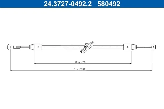 Seilzug, Feststellbremse Mitte ATE 24.3727-0492.2 Bild Seilzug, Feststellbremse Mitte ATE 24.3727-0492.2