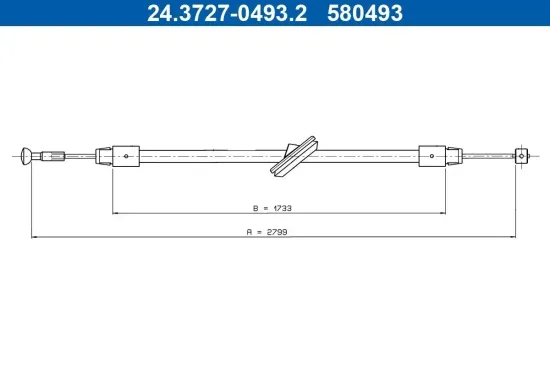 Seilzug, Feststellbremse Mitte ATE 24.3727-0493.2 Bild Seilzug, Feststellbremse Mitte ATE 24.3727-0493.2