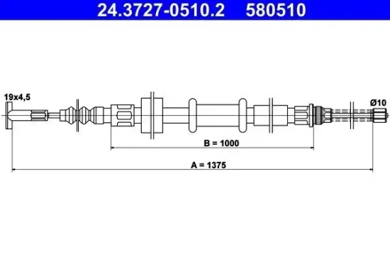 Seilzug, Feststellbremse ATE 24.3727-0510.2 Bild Seilzug, Feststellbremse ATE 24.3727-0510.2