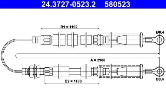 Seilzug, Feststellbremse ATE 24.3727-0523.2 Bild Seilzug, Feststellbremse ATE 24.3727-0523.2