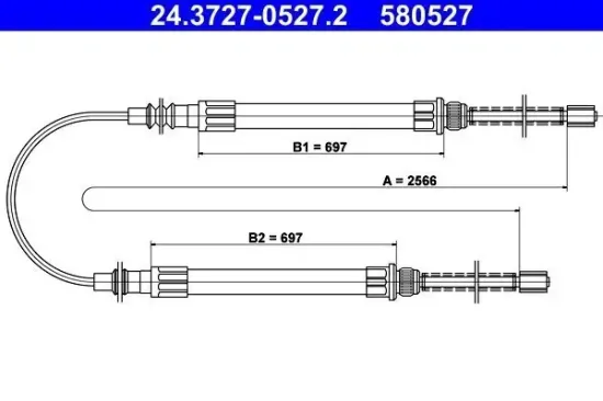 Seilzug, Feststellbremse hinten ATE 24.3727-0527.2 Bild Seilzug, Feststellbremse hinten ATE 24.3727-0527.2