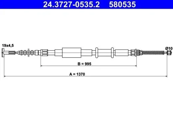 Seilzug, Feststellbremse hinten rechts ATE 24.3727-0535.2 Bild Seilzug, Feststellbremse hinten rechts ATE 24.3727-0535.2