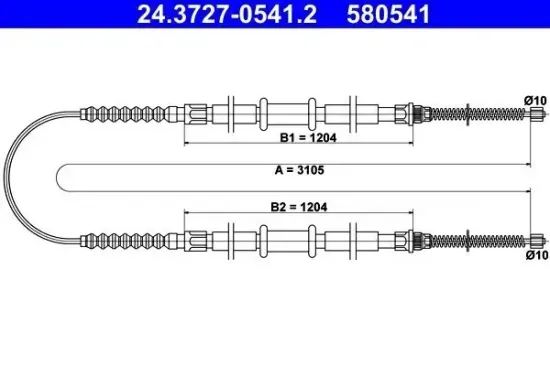 Seilzug, Feststellbremse hinten ATE 24.3727-0541.2 Bild Seilzug, Feststellbremse hinten ATE 24.3727-0541.2