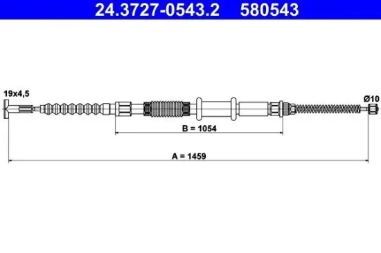 Seilzug, Feststellbremse hinten links ATE 24.3727-0543.2 Bild Seilzug, Feststellbremse hinten links ATE 24.3727-0543.2