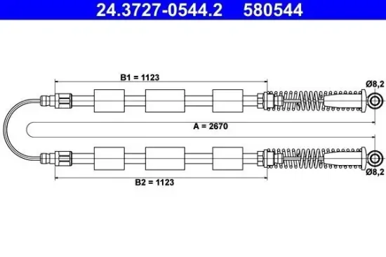 Seilzug, Feststellbremse hinten ATE 24.3727-0544.2 Bild Seilzug, Feststellbremse hinten ATE 24.3727-0544.2