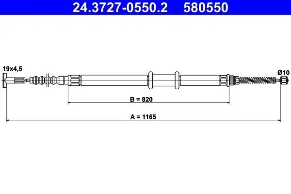 Seilzug, Feststellbremse hinten links ATE 24.3727-0550.2