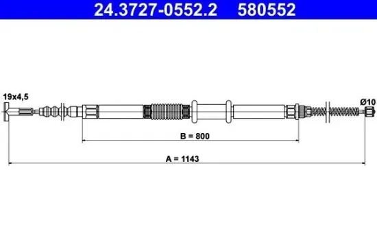 Seilzug, Feststellbremse hinten links ATE 24.3727-0552.2 Bild Seilzug, Feststellbremse hinten links ATE 24.3727-0552.2