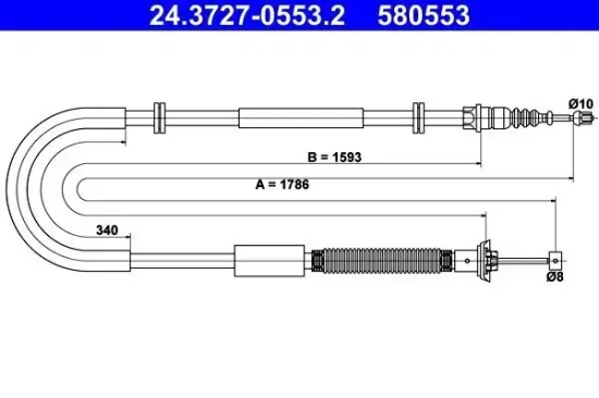 Seilzug, Feststellbremse ATE 24.3727-0553.2 Bild Seilzug, Feststellbremse ATE 24.3727-0553.2