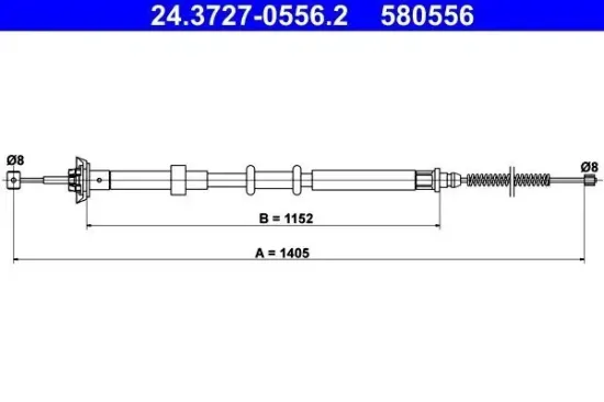 Seilzug, Feststellbremse hinten links ATE 24.3727-0556.2 Bild Seilzug, Feststellbremse hinten links ATE 24.3727-0556.2