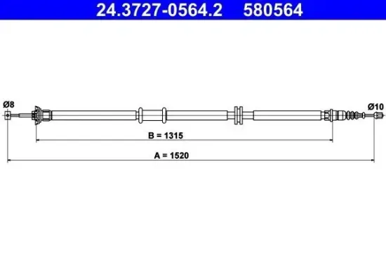 Seilzug, Feststellbremse hinten links ATE 24.3727-0564.2 Bild Seilzug, Feststellbremse hinten links ATE 24.3727-0564.2