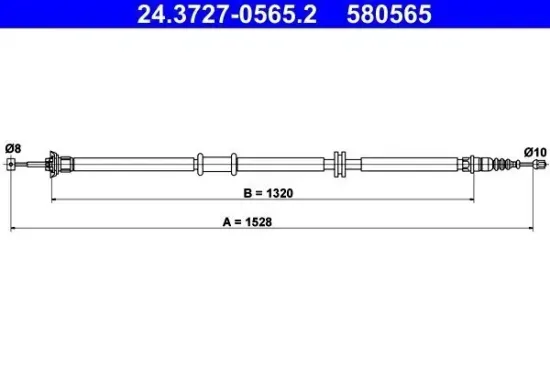Seilzug, Feststellbremse hinten rechts ATE 24.3727-0565.2 Bild Seilzug, Feststellbremse hinten rechts ATE 24.3727-0565.2