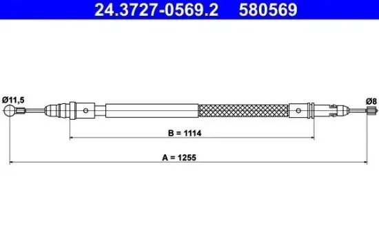 Seilzug, Feststellbremse hinten ATE 24.3727-0569.2 Bild Seilzug, Feststellbremse hinten ATE 24.3727-0569.2