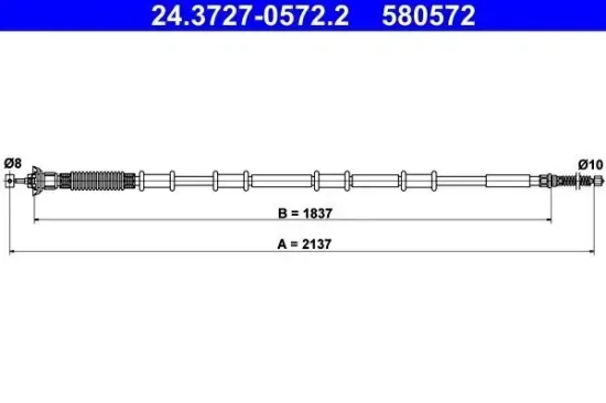 Seilzug, Feststellbremse hinten ATE 24.3727-0572.2 Bild Seilzug, Feststellbremse hinten ATE 24.3727-0572.2