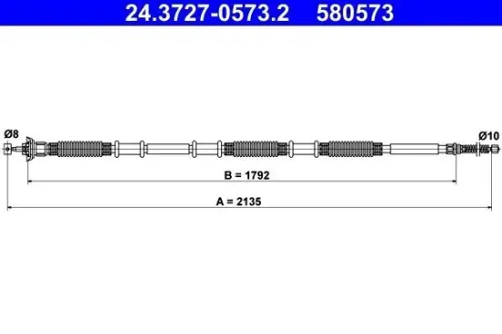 Seilzug, Feststellbremse hinten rechts ATE 24.3727-0573.2 Bild Seilzug, Feststellbremse hinten rechts ATE 24.3727-0573.2