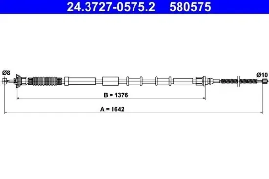 Seilzug, Feststellbremse hinten links ATE 24.3727-0575.2 Bild Seilzug, Feststellbremse hinten links ATE 24.3727-0575.2