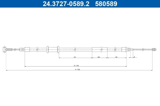 Seilzug, Feststellbremse hinten ATE 24.3727-0589.2 Bild Seilzug, Feststellbremse hinten ATE 24.3727-0589.2