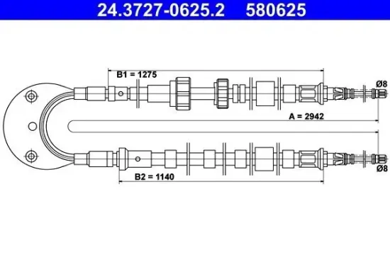 Seilzug, Feststellbremse hinten ATE 24.3727-0625.2 Bild Seilzug, Feststellbremse hinten ATE 24.3727-0625.2