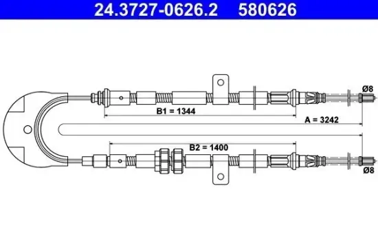 Seilzug, Feststellbremse hinten ATE 24.3727-0626.2 Bild Seilzug, Feststellbremse hinten ATE 24.3727-0626.2