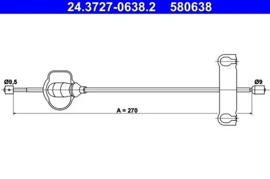 Seilzug, Feststellbremse vorne ATE 24.3727-0638.2 Bild Seilzug, Feststellbremse vorne ATE 24.3727-0638.2