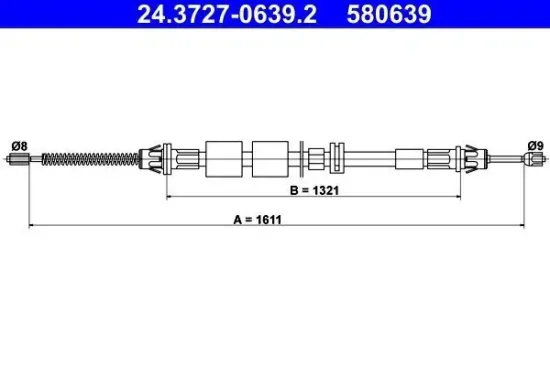 Seilzug, Feststellbremse hinten ATE 24.3727-0639.2 Bild Seilzug, Feststellbremse hinten ATE 24.3727-0639.2