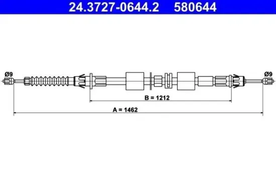 Seilzug, Feststellbremse hinten ATE 24.3727-0644.2 Bild Seilzug, Feststellbremse hinten ATE 24.3727-0644.2