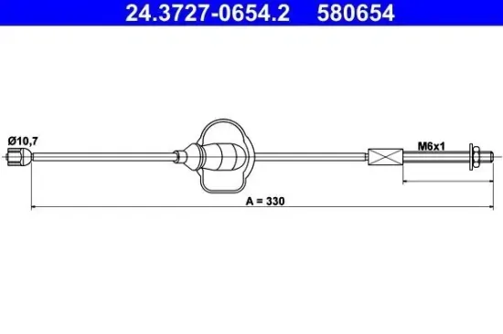 Seilzug, Feststellbremse vorne ATE 24.3727-0654.2 Bild Seilzug, Feststellbremse vorne ATE 24.3727-0654.2