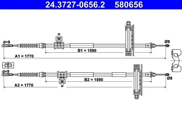 Seilzug, Feststellbremse hinten ATE 24.3727-0656.2