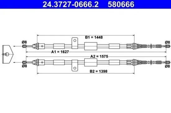 Seilzug, Feststellbremse hinten ATE 24.3727-0666.2 Bild Seilzug, Feststellbremse hinten ATE 24.3727-0666.2