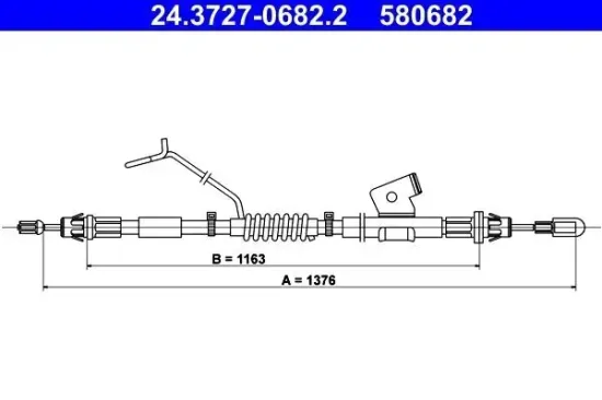 Seilzug, Feststellbremse hinten links ATE 24.3727-0682.2 Bild Seilzug, Feststellbremse hinten links ATE 24.3727-0682.2