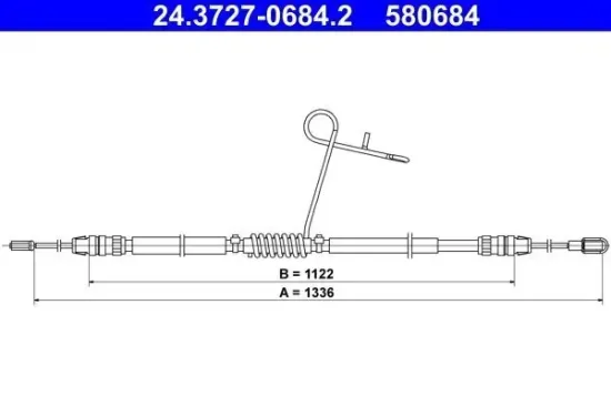 Seilzug, Feststellbremse hinten rechts ATE 24.3727-0684.2 Bild Seilzug, Feststellbremse hinten rechts ATE 24.3727-0684.2