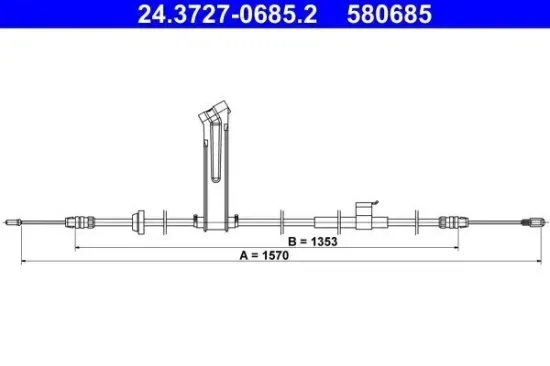 Seilzug, Feststellbremse hinten links ATE 24.3727-0685.2 Bild Seilzug, Feststellbremse hinten links ATE 24.3727-0685.2