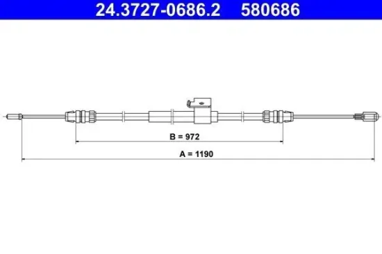 Seilzug, Feststellbremse hinten rechts ATE 24.3727-0686.2 Bild Seilzug, Feststellbremse hinten rechts ATE 24.3727-0686.2